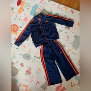 Adidas navy and orange jacket and pants set boys 2T